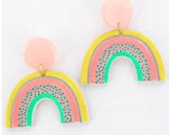 Neon Rainbow Acrylic Earrings