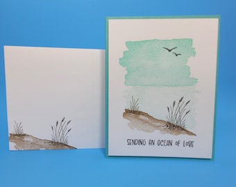 Watercolor Beach Thinking of You Card | Handmade Sympathy Card