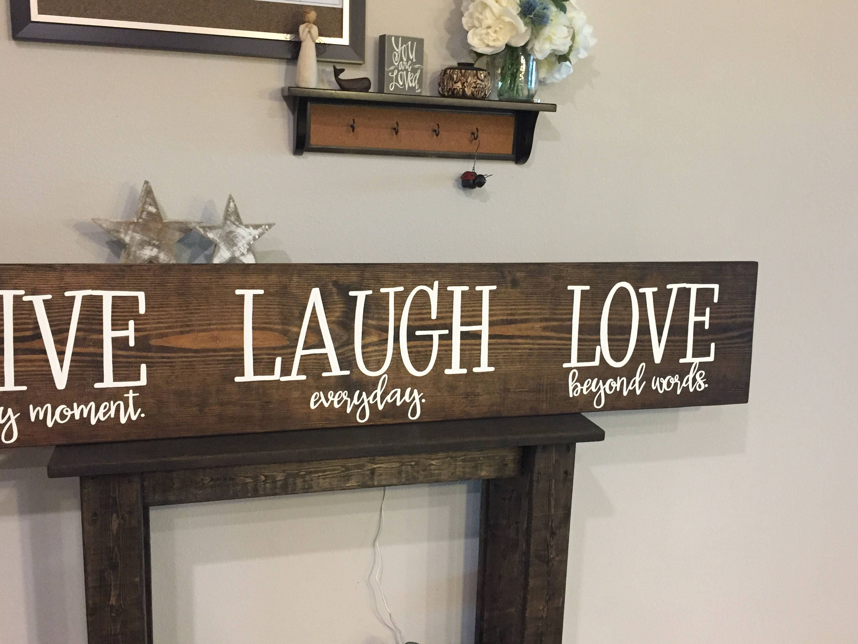 Wooden Sign Live Laugh Love Sign 11x60 Rustic Etsy