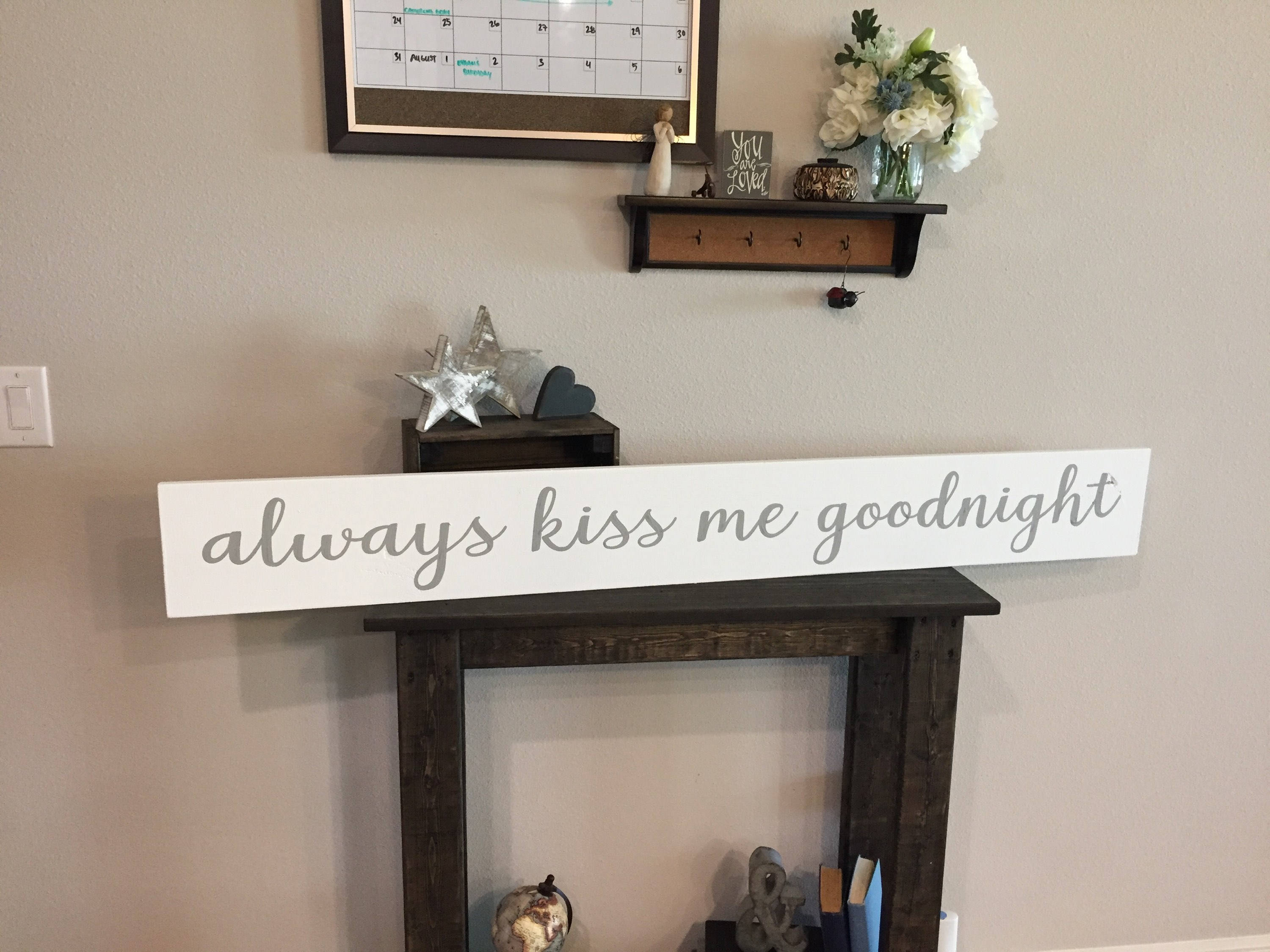 Wooden Sign Always Kiss Me Goodnight 7 5x60 Font Rustic Shabby Wooden Sign Always Kiss Me Goodnight 7 5x60 Font Rustic Shabby Chic Over Bed Wood Art Hand Painted Item Number Pws0130013
