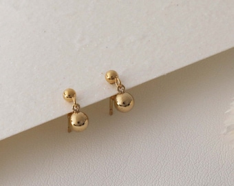 Double Ball Earrings, Gold Stud Earrings, Tiny Ball Earrings, Minimalist Earrings, Gift for Her