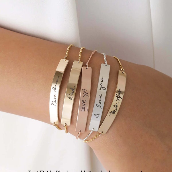 Custom Handwriting Bracelet • Signature Bracelet • Keepsake Bracelet • Bar Bracelet • Actual Handwriting • Gifts for Mom & Grandma