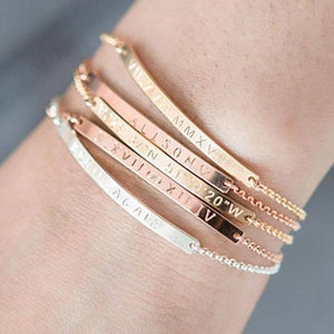 Skinny Bar Bracelet,Gold Bar Bracelet,Bridesmaids Gift,Engraved Bracelet,Personalized Bracelet,Gift for her,Gifts for Mom,Personalized Gifts