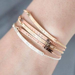 Gold Bar Bracelet - Minimalist Everyday Jewelry - Personalized Gift for Her - Custom Bar bracelet in Gold - Gift for Women - Bridesmaid Gift