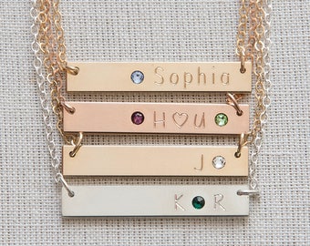 Birthstone necklace,Necklace,Bar Necklace,Custom necklace,Gift for Mom, Bridesmaid Gift,Birthstones,Necklace for Mom