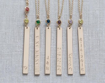 New Item! Birthstone Bar Necklace,Vertical Bar Necklace,Custom Bar necklace,Bridemaid Gift,Personalized necklace,Mothers Day Gift