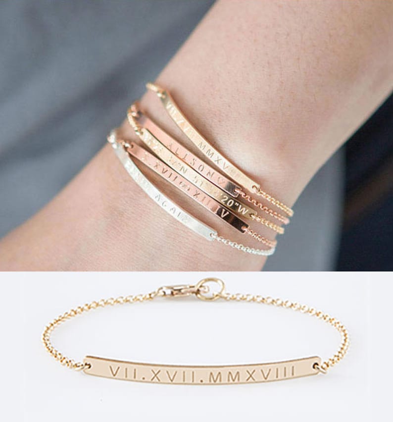 Skinny Bar Bracelet,Gold Bar Bracelet,Coordinates Bracelet,Bridesmaids Gift,Engraved Bracelet,Personalized Bracelet,Gift for her 