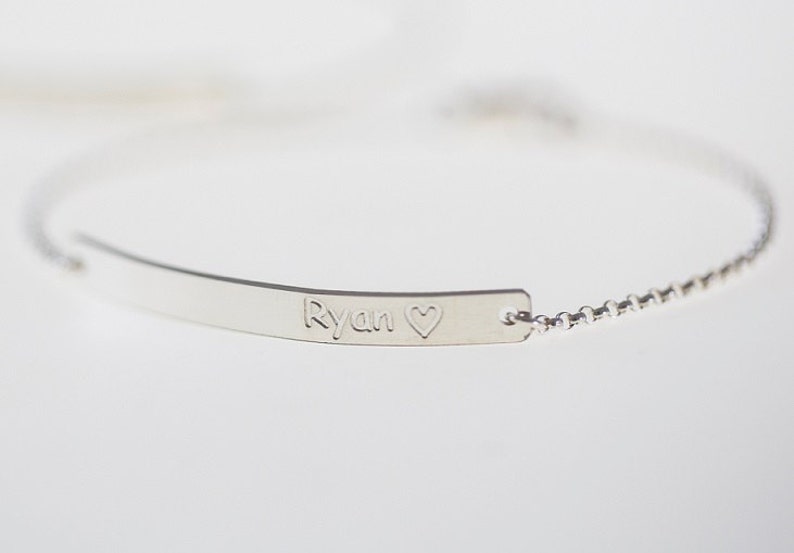 Sterling Silver Bar Bracelet, Engraved Bracelet, Personalized Bracelet, Custom name Bracelet,Monogram Bracelet,Initial Bracelet image 3