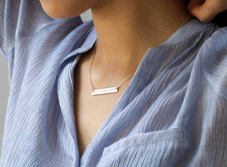 Sterling Silver Bar Necklace, Engraved Necklace,Personalized Necklace,Nameplate Necklace, Name Necklace,Bar necklace,initial necklace image 3