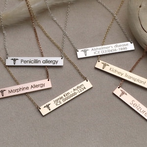 Medical ID Necklace • Medical Alert • Personalized Medical ID Necklace • Custom Medical ID • Diabetic Necklace