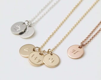 Initial Necklace,Tiny Disc Necklace,Personalized Necklace,Custom Name Necklace,Nameplate necklace,initial necklace,Mom Necklace