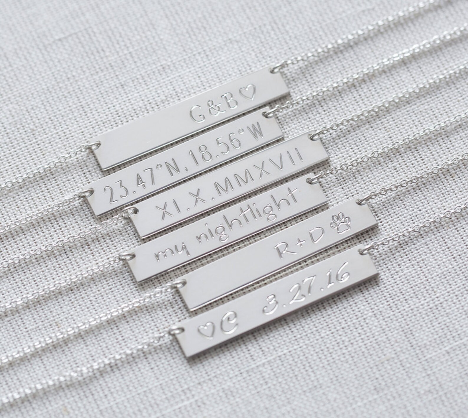 Sterling Silver Bar Necklace Engraved NecklacePersonalized Etsy