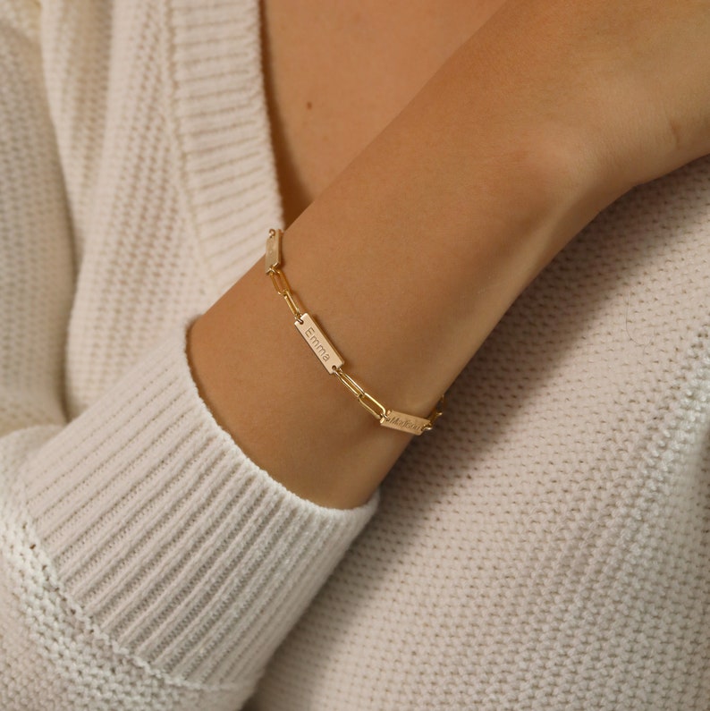 Bracelet barrette personnalisé, trombone avec mini barrette, bracelet prénom enfant, bracelet maman image 1