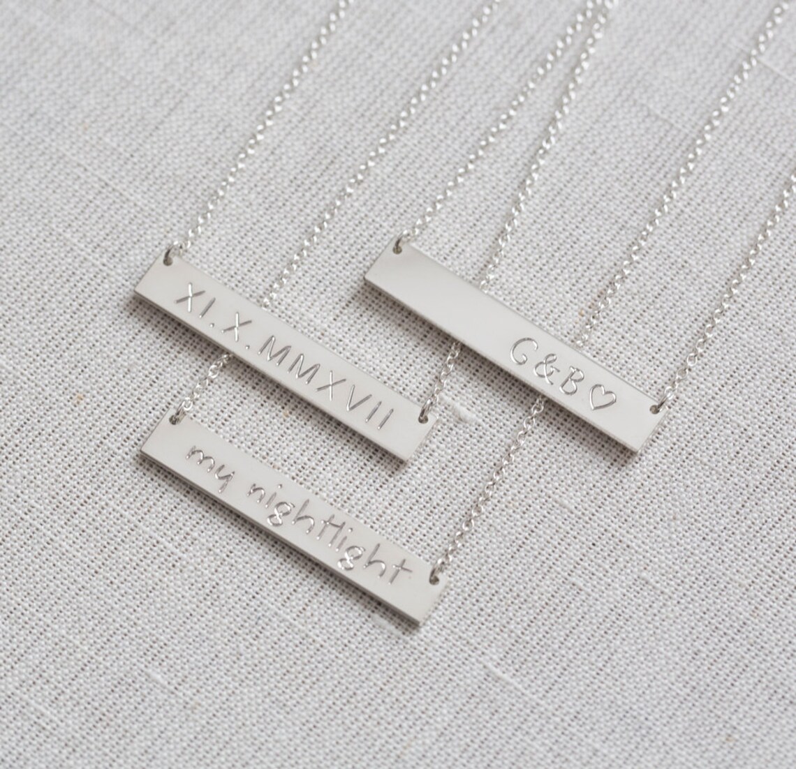 Sterling Silver Bar Necklace Engraved NecklacePersonalized Etsy