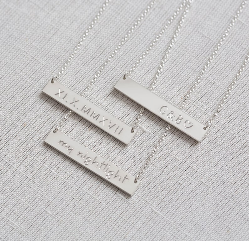 Sterling Silver Bar Necklace, Engraved Necklace,Personalized Necklace,Nameplate Necklace, Name Necklace,Bar necklace,initial necklace image 4