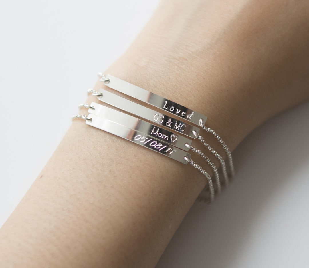 bracelet engraved monogram silver