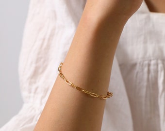 Paper Clip Chain Bracelet: 14K Gold Filled, Sterling Silver