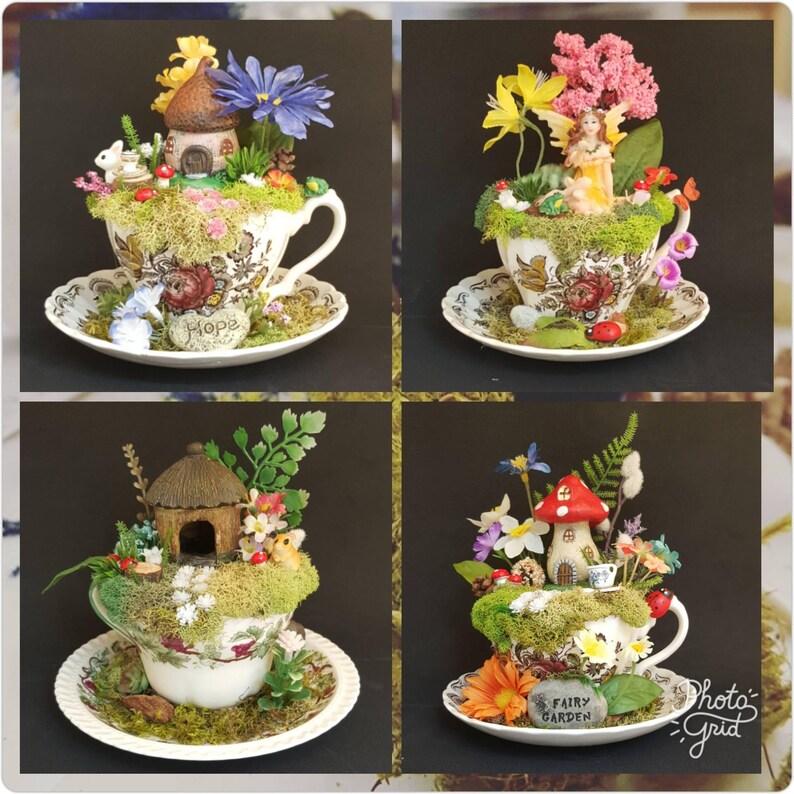 Teacup Fairy Gardens Unique Gift Idea Custom Made To Order Teacup Fairy Gardens Unique Gift Idea Custom Made To Order