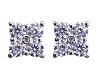 Solid .925 Sterling Silver Aquamarine March Birthstone Earring Jacket 15x15mm
