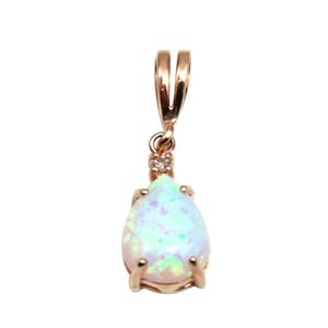Pendant Opal and Diamond Teardrop 9ct Gold Choose Yellow White Rose  P409