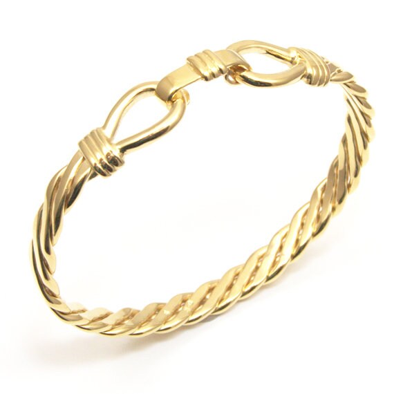 【CTHY】TWIST BANGLE 7 Inch, Vintage Spiral Twist Wavy Gold Tone Bangle - C10 - Etsy