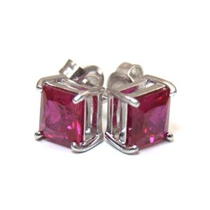 Solitaire Stud Ruby Earrings Sterling Silver 2.5ct Princess Cut Diamond-Unique