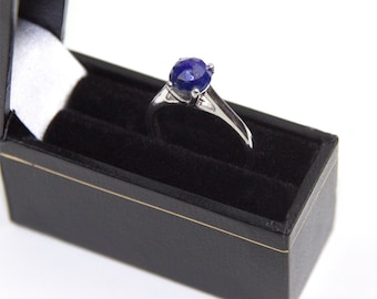 Sterling Silver Lapis Lazuli Ring Rose Cut Natural Blue flecked Lapis
