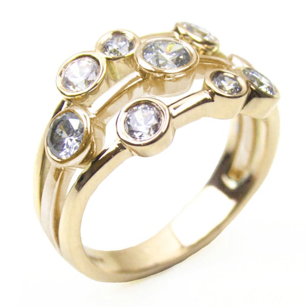 9ct Gold Raindrop Ring 1.11ct Diamond Unique Scatter Ring