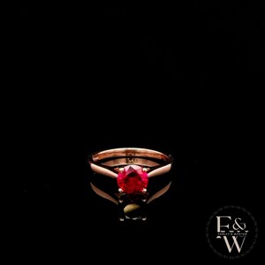 9ct Rose Gold Ruby Cubic Zirconia Solitaire Ring