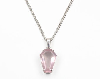 Coffin Claw Pendant Solitaire Rose Quartz Stone Set In Sterling Silver Other Colours Available