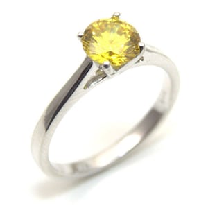 Sterling Silver Ring Diamond Unique 1ct Lemon Sapphire Solitaire Engagement