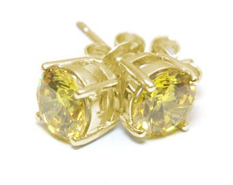 Stud Earrings Diamond Unique Lemon Sapphire 2ct Solitaire 9ct Gold