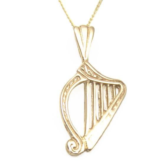 Pendant Harp 9ct Gold Yellow Rose or White UK Hallmarked P33