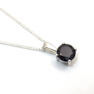Pendant Solitaire 4 Claw Black Diamond set in Sterling Silver