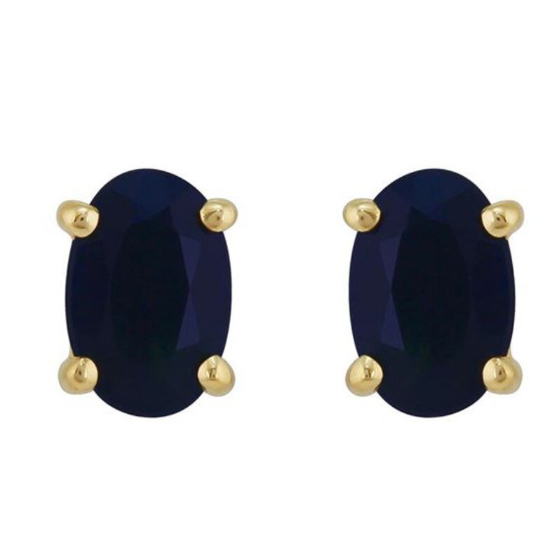 Stud Earrings Sapphire Oval 4 Claw Set 9ct Gold