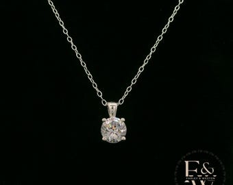 Sterling Silver 1ct Single Stone Moissanite Pendant