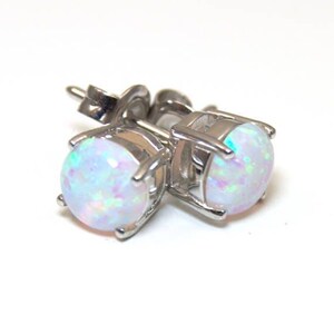 Unicorn Tear Opal 2ct Solitaire Sterling Silver 4 Claw Stud Earrings