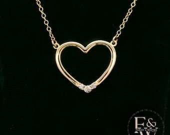 9ct Yellow Gold White Moissanite Heart Necklace
