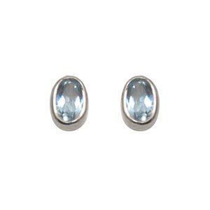 Stud Earrings Blue Topaz 9ct Gold Choose Yellow White Rose UK Hallmarked