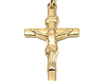 Crucifix Pendant 9ct Gold Yellow Rose or White UK Hallmarked CR15