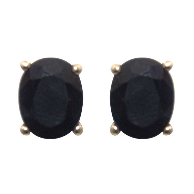 Stud Earrings Sapphire Oval 4 Claw Set 9ct Gold