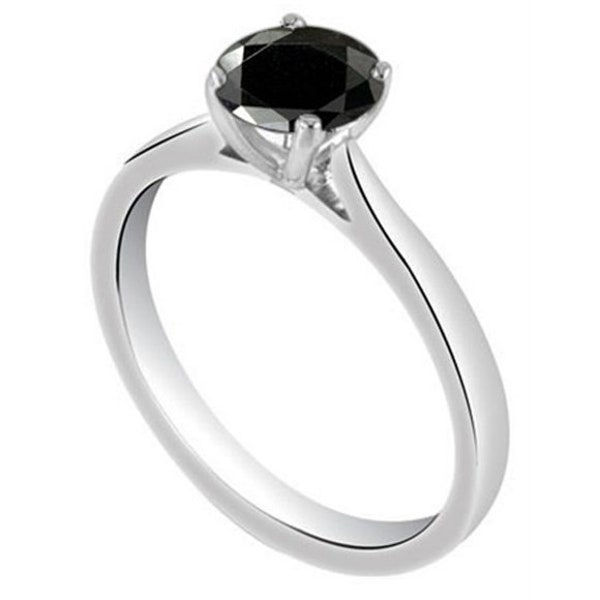 Anillo solitario de diamante negro exclusivo con diamantes en plata de ley