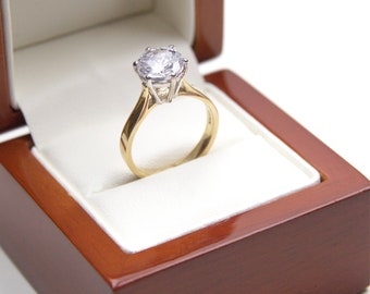 9ct Gold Diamond Moissanite Ring 2.00 Carat Solitaire certified UK Hallmarked