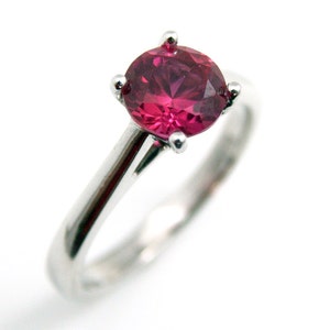 Sterling Silver Ring Diamond Unique 1ct Ruby Solitaire Engagement   July Birthstone