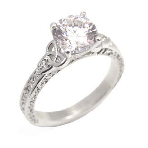 Trinity Knot 4 Claw 1.5ct  Diamond Ring Sterling Silver Engagement Ring