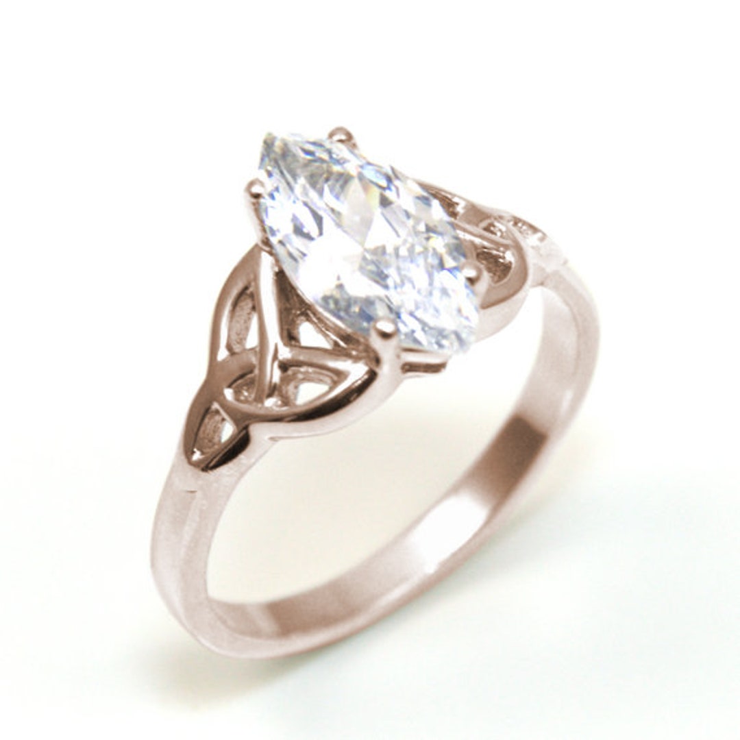 Trinity Knot Ring 14ct Gold 1.5ct Marquise Diamond Unique Etsy UK