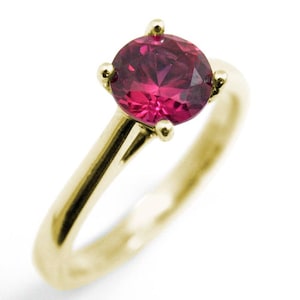 9カラットゴールドリング ダイヤモンド ユニーク 1カラット ルビー ソリティア 7月の誕生石
