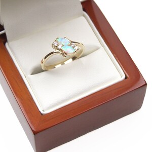 9ct Yellow Gold Opal and Diamond Cluster Engagement Ring Fully UK Hallmarked