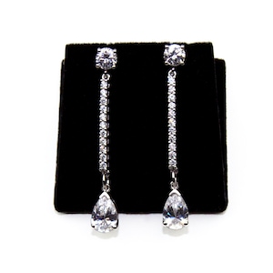 Pear Shape Drop Earrings Solid Silver Swarovski crystal
