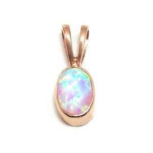 Pendant Opal Oval set into 9ct Gold Yellow White Rose Fully UK Hallmarked